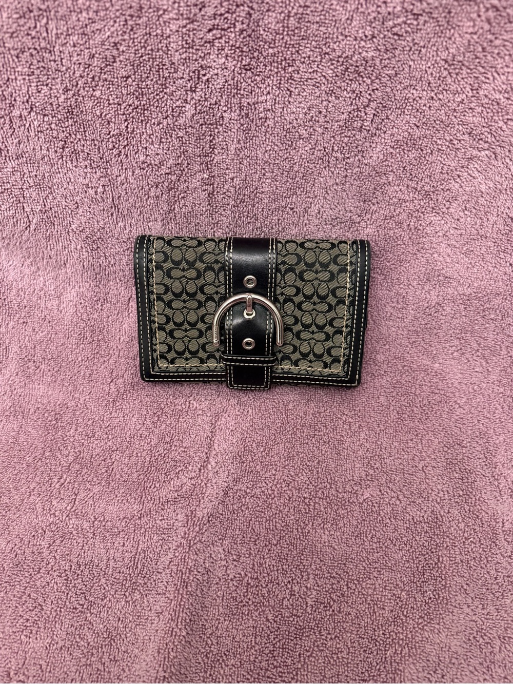 Coach Monogram Buckle Wallet - Black & Gray